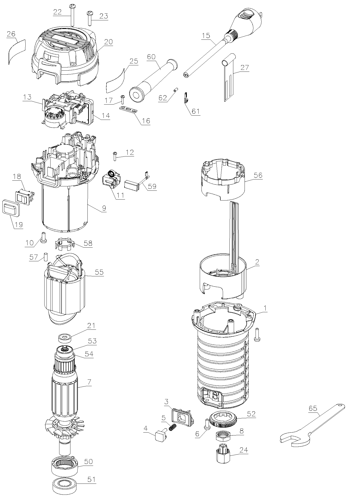 Default Diagram and Parts List for 4512 Type 1 Porter Cable Engine